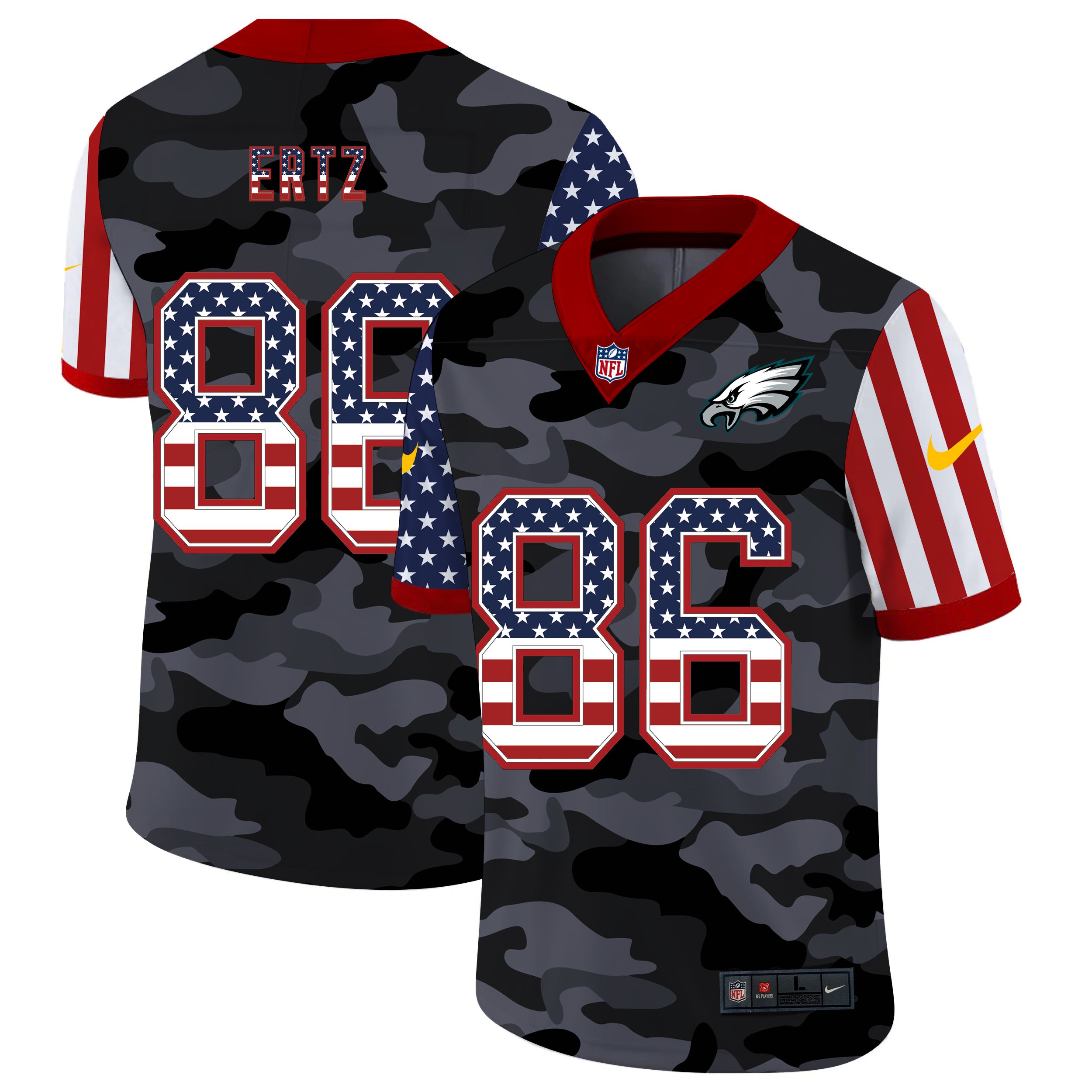 Men Philadelphia Eagles #86 Ertz 2020 Nike USA Camo Salute to Service Limited NFL Jerseys